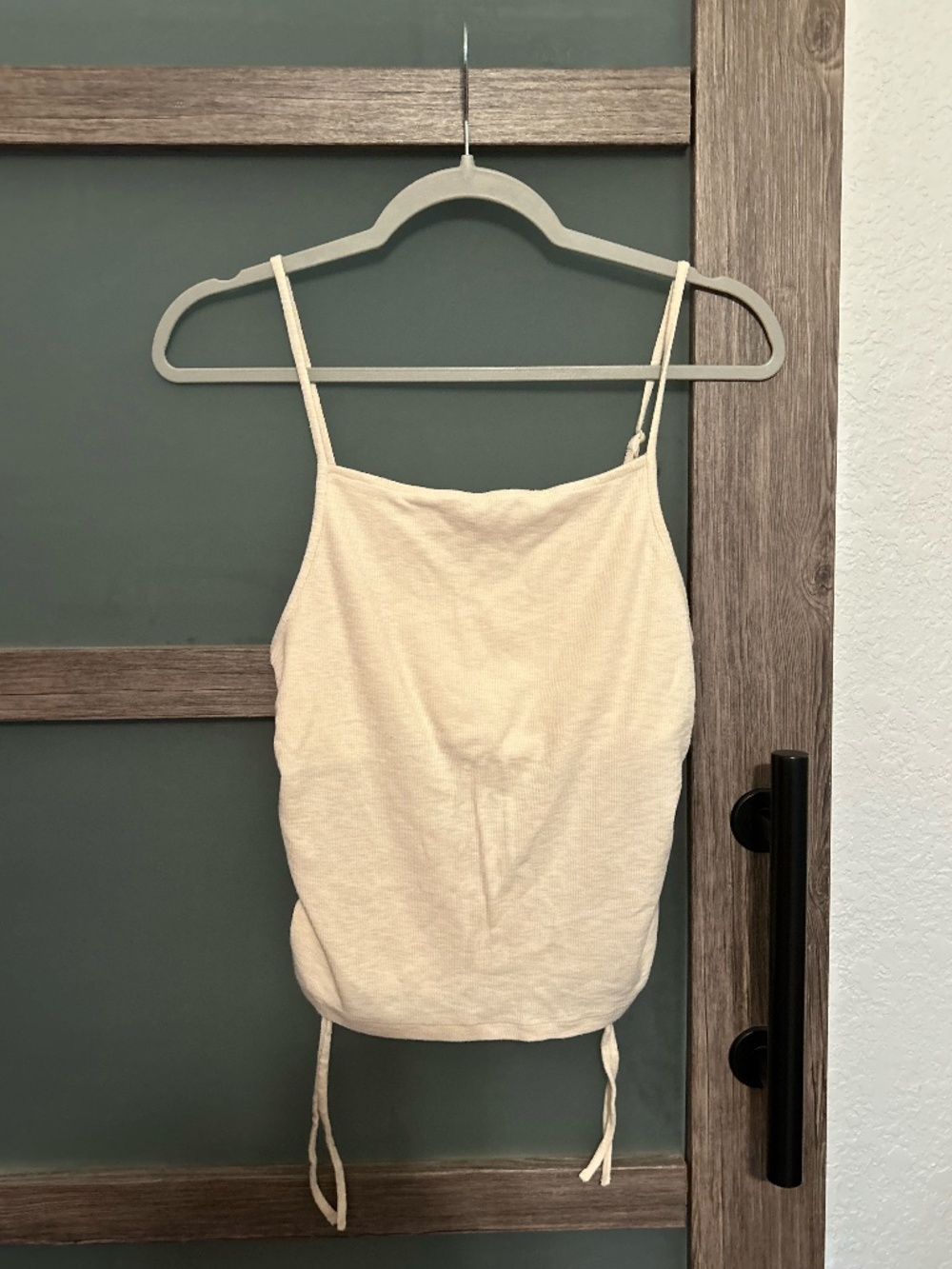 Aerie | Strappy Ribbed Cami w/Cinched Drawstring Sides-Cream-Size M
